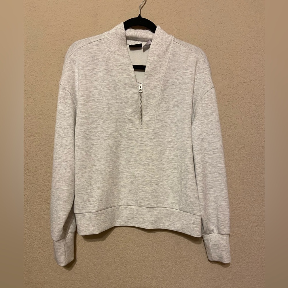 Bailey 44 Womens Heather Gray Half-Zip Pullover Sweatshirt Cropped ultra soft M